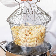 Deep Fry Basket Stainless Steel Multi-function Foldable Chef Cooking Basket Flexible Kitchen Tool for Fried Food Washing Fruits Vegetables null