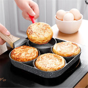 Multi Functional 4 Hole Frying Pan Non Stick Breakfast Burger Egg Pancake Maker Medical Stone Four Hole Omelet Pan null