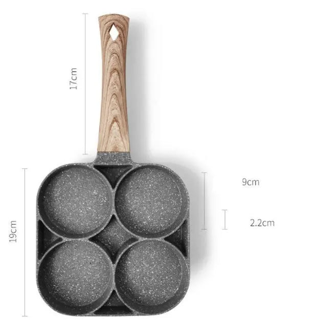 Multi Functional 4 Hole Frying Pan Non Stick Breakfast Burger Egg Pancake Maker Medical Stone Four Hole Omelet Pan null