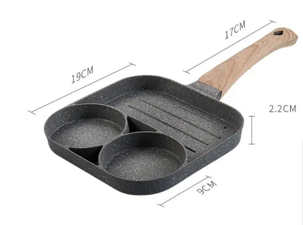 Multi Functional 4 Hole Frying Pan Non Stick Breakfast Burger Egg Pancake Maker Medical Stone Four Hole Omelet Pan null