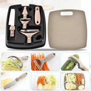 Stainless Steel Cutter Set Three Piece Set Wheat Straw Chopping Board Fruit Knife Peeler Combined Kitchen Tools null