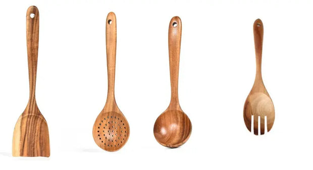 Teak Natural Wood Tableware Spoon Ladle Turner Rice Colander Soup Skimmer Cooking Tool Sets Spoon Scoop Kitchen Tools Gadgets null