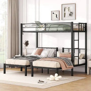 Twin Over Twin Twin Bunk Beds For 3, Twin XL Over Twin Twin Bunk Bed Metal Triple Bunk Bed, Black null