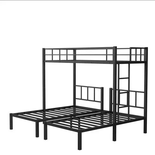 Twin Over Twin Twin Bunk Beds For 3, Twin XL Over Twin Twin Bunk Bed Metal Triple Bunk Bed, Black null