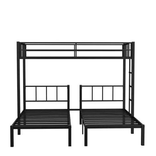 Twin Over Twin Twin Bunk Beds For 3, Twin XL Over Twin Twin Bunk Bed Metal Triple Bunk Bed, Black null