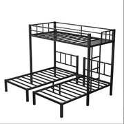 Twin Over Twin Twin Bunk Beds For 3, Twin XL Over Twin Twin Bunk Bed Metal Triple Bunk Bed, Black null