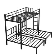 Twin Over Twin Twin Bunk Beds For 3, Twin XL Over Twin Twin Bunk Bed Metal Triple Bunk Bed, Black null