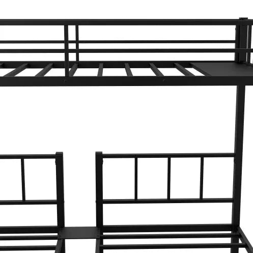 Twin Over Twin Twin Bunk Beds For 3, Twin XL Over Twin Twin Bunk Bed Metal Triple Bunk Bed, Black null